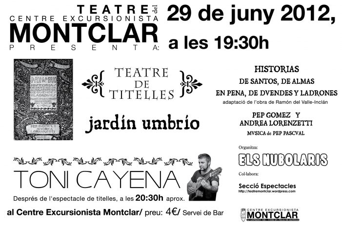 Espectacle de titelles Jardín Umbrío al C.E Montcla