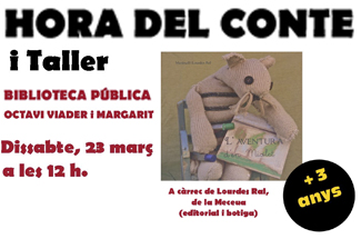 Hora del conte i taller, adreçat a nens i nenes de 3 anys a la Biblioteca Municipal