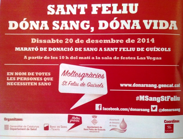 Marató de Donació de Sang, el 20 de desembre