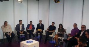 Sant Feliu de Guíxols. Candidats a l'alcaldia de Sant Feliu, durant el debat a Televisió Costa Brava.