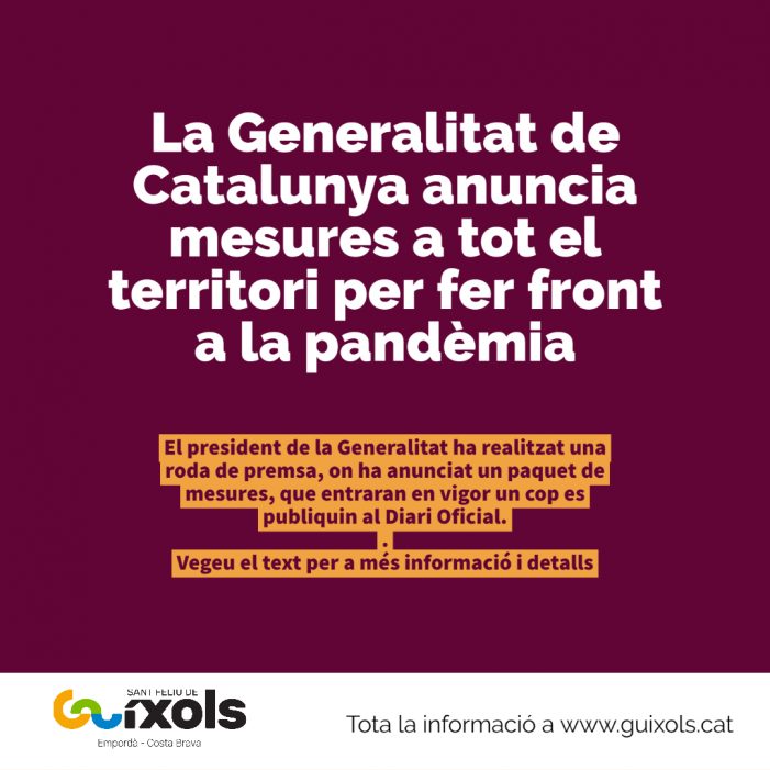 El president de la Generalitat anuncia un paquet de mesures per frenar l’avenç del coronavirus a Catalunya