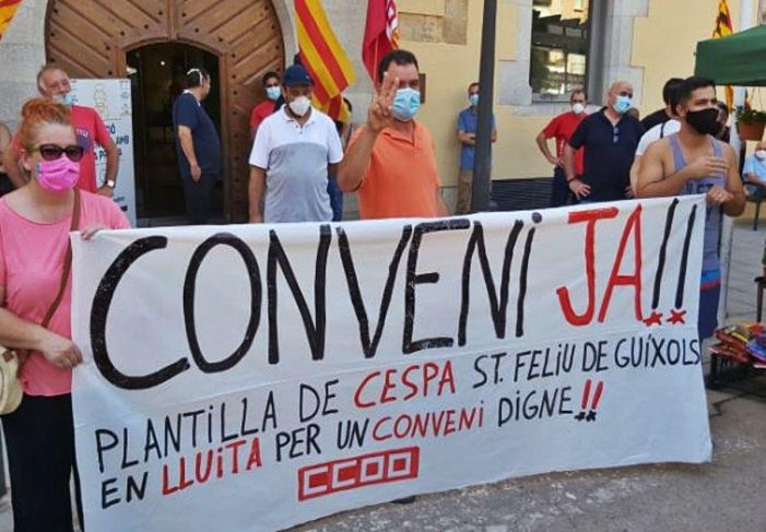 La plantilla de CESPA es concentra a Sant Feliu per reclamar un conveni