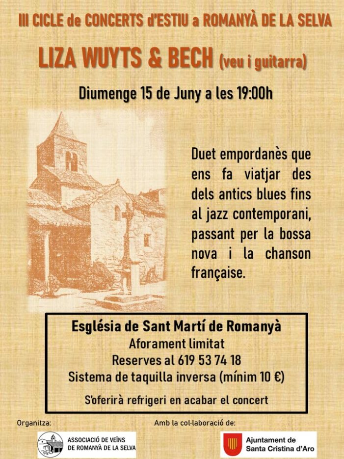 El duet de Jazz Liza Wuyts&Bech actuarà a Romanyà